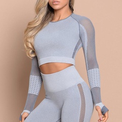 Hollow mesh tight-fitting sports long-sleeved fitness yoga clothes breathable T-shirt NHMA151768