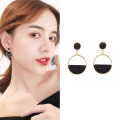 Fashion black turquoise circle earrings NHPF151879
