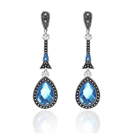 Vintage alloy blue zircon earrings NHPF151885's discount tags
