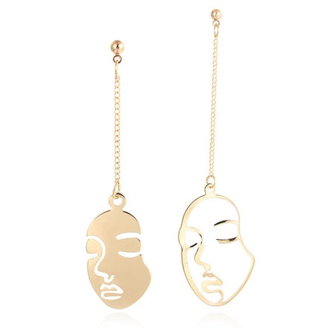 Gold and silver long face alloy earrings NHPF151899's discount tags