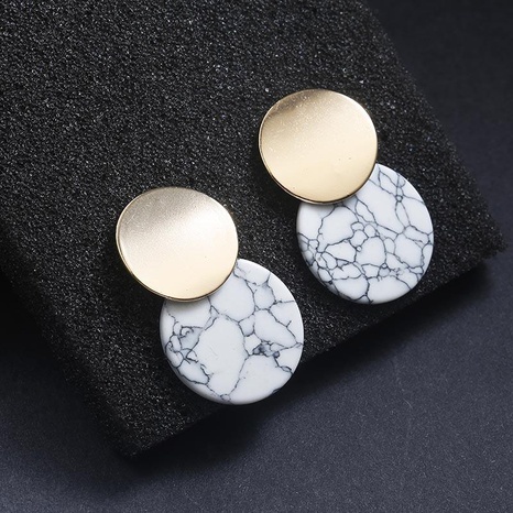 Black and white vintage marble earrings NHPF151913's discount tags