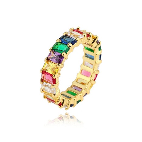 Europe and America micro-inlaid zircon rainbow ring NHLN152171's discount tags