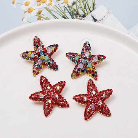 Red diamond starfish stud earrings NHJJ152446's discount tags