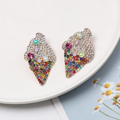 Fashion diamond color ice cream pearl stud earrings NHJJ152459's discount tags