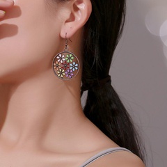 Vintage openwork color flower earrings NHDP152464