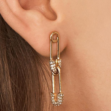 Fashion Diamond Double Pin Earrings NHJJ152467's discount tags