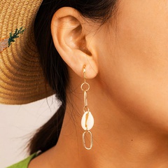 Creative metal chain shell long alloy earrings NHGY152579