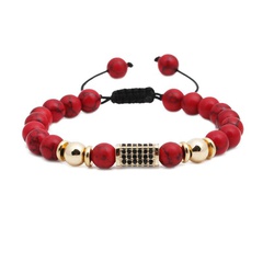Red pine lion head micro-inlaid zircon beaded bracelet NHYL152723