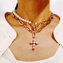 Creative vintage inlay faux pearl sweater chain necklace NHPJ152926picture1