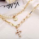 Creative vintage inlay faux pearl sweater chain necklace NHPJ152926picture4