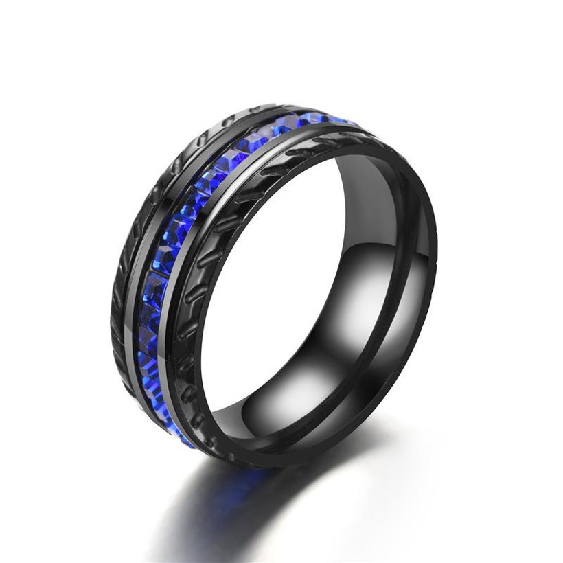 Moda Slash Anillo De Circonita Cuadrado Azul Negro Nhtp152999 6679