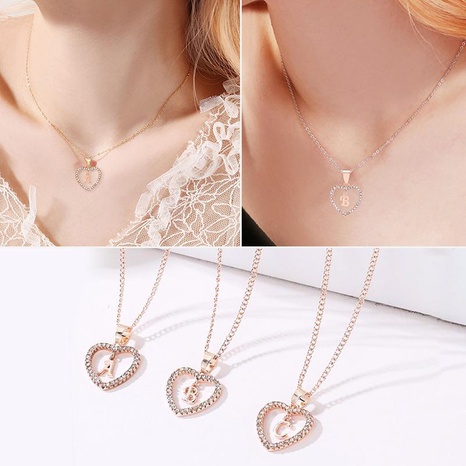 Rose gold and diamonds 26 English alphabet necklace NHDP153048's discount tags