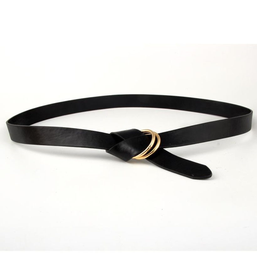 New double ring round buckle PU women belt NHPO153283