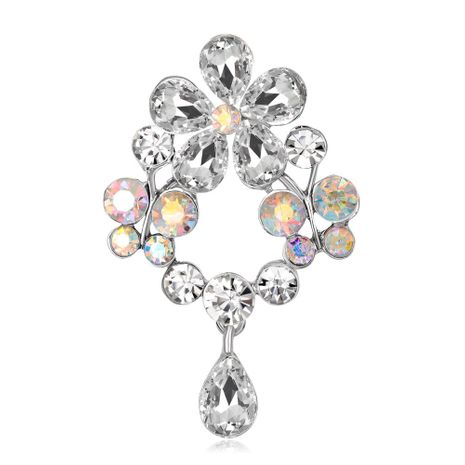 Fashion temperament petal crystal alloy brooch NHDR153375's discount tags