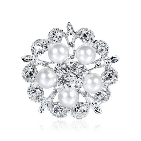 Korean version of the artificial gemstone rhinestone pearl flower brooch NHDR153483's discount tags