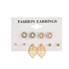 Europäische und amerikanische grenz überschreitende neue Accessoires, Mode und beliebte Diamant geometrische Blumen, leere Blätter, 5 Paar Ohrringe
