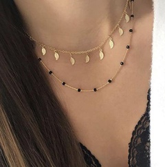 Europäische und amerikanische grenz überschreitende Modeschmuck Schwarz perlen legierung Blatt Halskette Kette Mehr schicht ige Damen Halskette Ein Stück