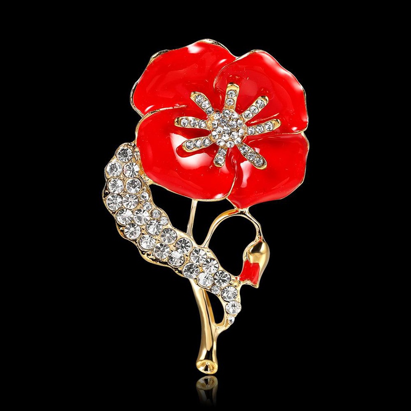 Fashion artificial gem poppy red brooch NHDR153446