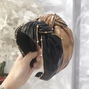 Korean version of imitation leather PU fabric bead knot knotted widebrimmed headband NHSM153481picture1