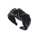 Korean version of imitation leather PU fabric bead knot knotted widebrimmed headband NHSM153481picture5