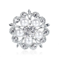 Korean version of the artificial gemstone rhinestone pearl flower brooch NHDR153483