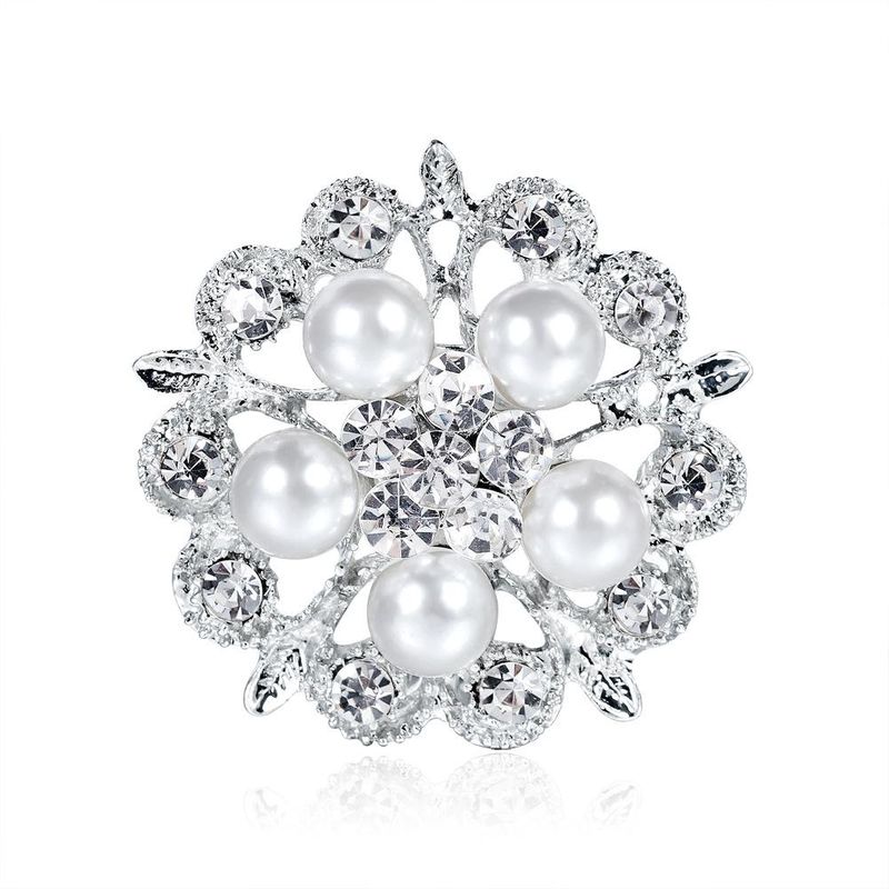Corenne Style Diamant Strass Broche Perle Fleur Corsage Mode Vtements Unisexe Porter Accessoires Usine En Gros Personnalis