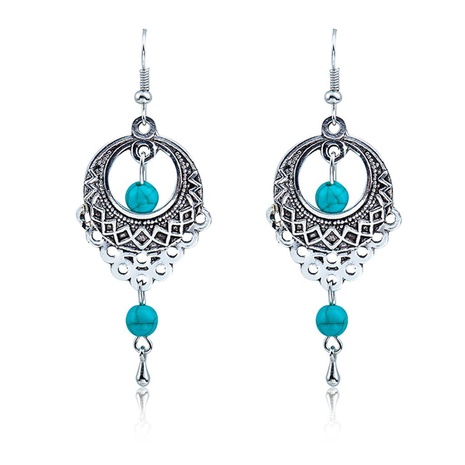Fashion vintage ethnic wind hollow turquoise water drops tassel earrings NHDP148929's discount tags
