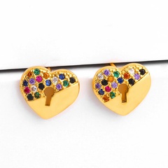 New fashion color zircon geometric stud earrings NHAS149173