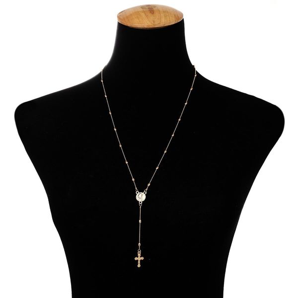 Madonna Cross Long Clavicle Necklace Nhxr154357