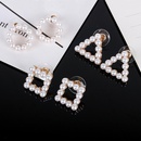 Triangular round square full circle pearl stud earrings NHDP154425picture2