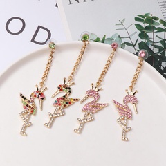 Colored diamond flamingo stud earrings NHJJ154459