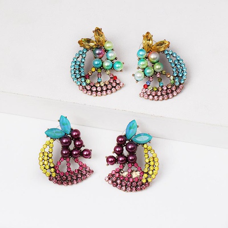 New color diamond-studded pearl fruit earrings NHJJ154481's discount tags
