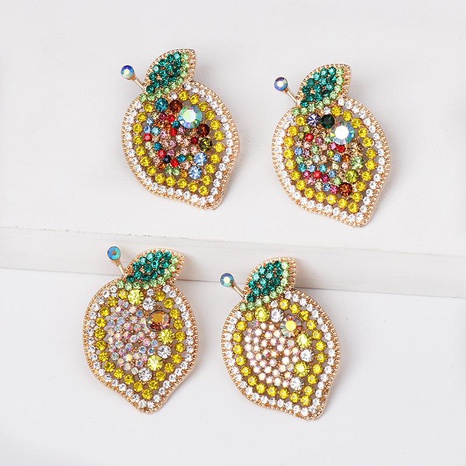 Colored diamond fruit lemon stud earrings NHJJ154484's discount tags