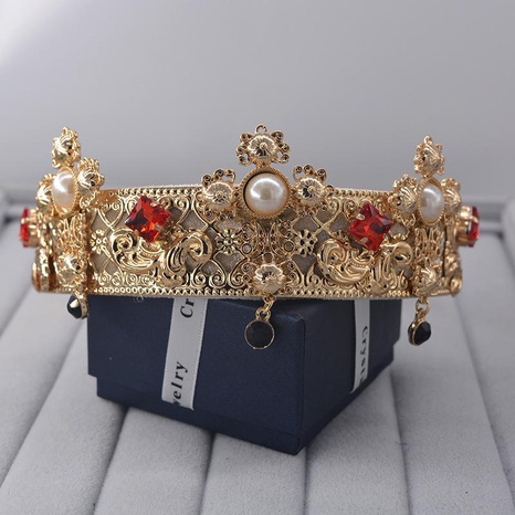 Diadema de corona de perlas de diamantes llenos de moda NHNT154642's discount tags