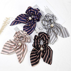 Koreanische Version des kleinen Streamer-Perlen-Haarrings, weiche Krawatten blume, stilvoll, einfach und großzügig, eleganter Dickdarm-Haarring, Pferdes chwanz