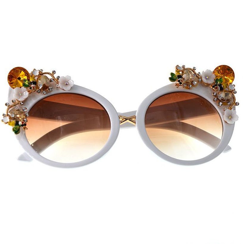 Classic artificial gem fox head sunglasses NHNT154982