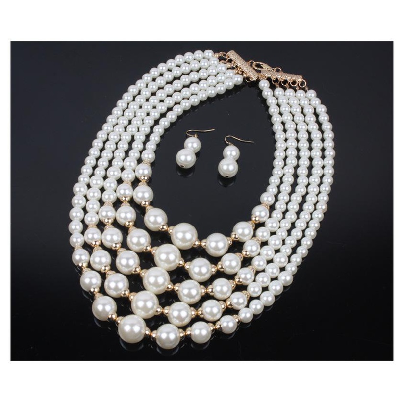 Bijoux Fantaisie Colliers | Style Europen Et Amricain Collier Imitation Perle Perle De Mode Exagr Femmes De Court Multicouche Collier 3110 - DH98749
