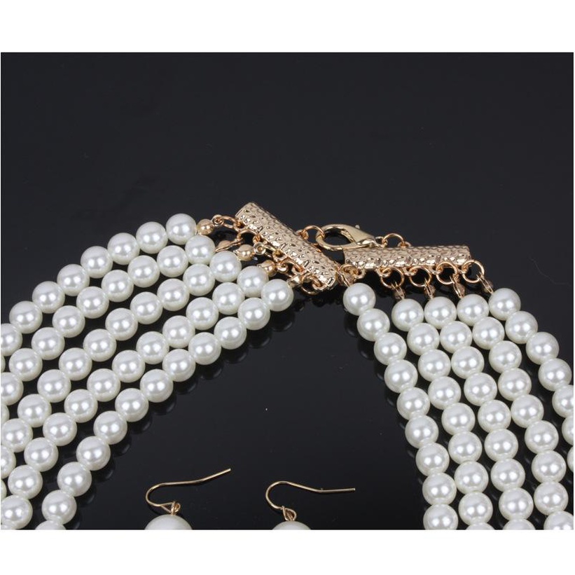 Bijoux Fantaisie Colliers | Style Europen Et Amricain Collier Imitation Perle Perle De Mode Exagr Femmes De Court Multicouche Collier 3110 - DH98749