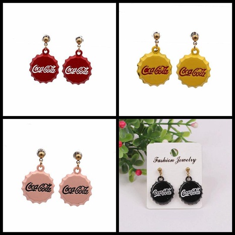 Fashion spray paint bottle cap earrings NHYL155114's discount tags
