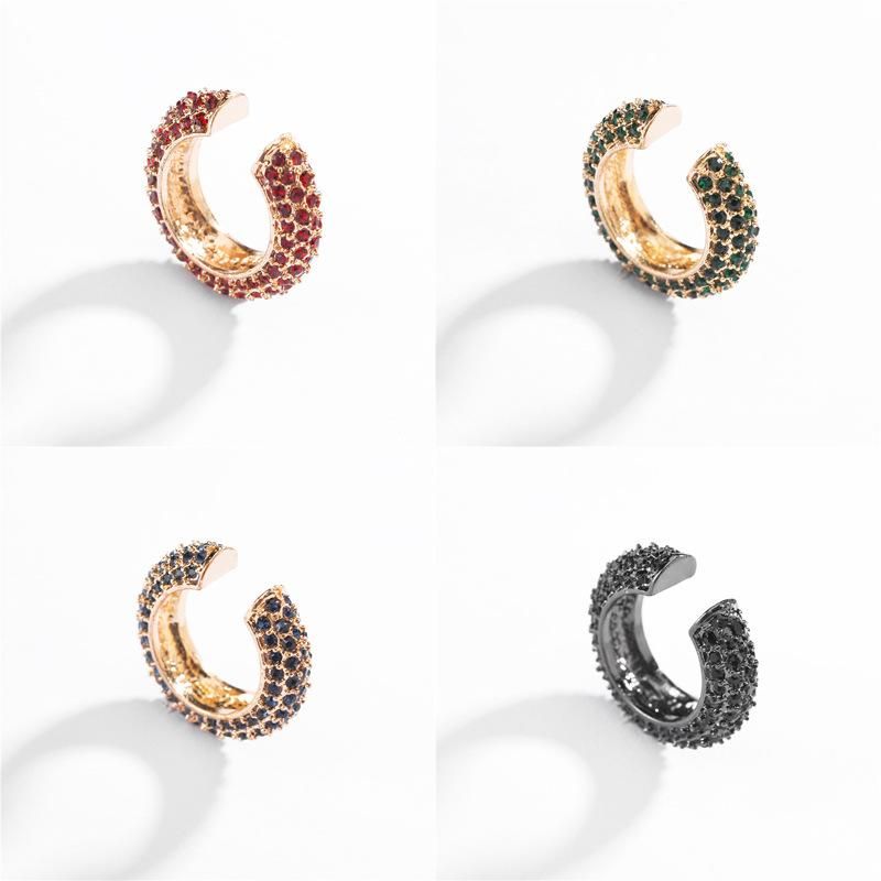 Alloy Cshaped ear cuff colored gem clip earrings NHLU155464