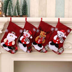 Neue grenz überschreitende mittelgroße Leinen Weihnachts socken Weihnachts dekoration Weihnachts geschenk tasche Geschenkt üte Weihnachts hängende Socken