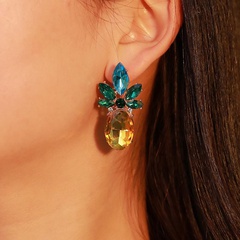 European and American rhinestone crystal pineapple alloy earrings NHDP149309