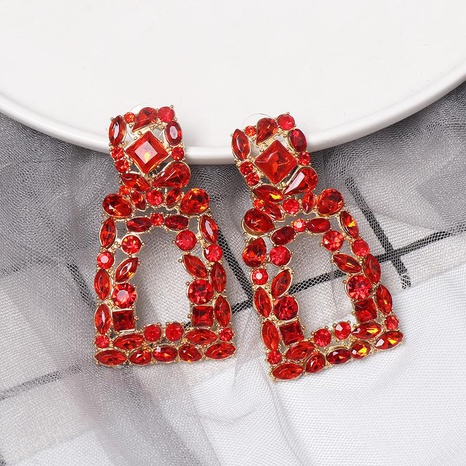 New geometric color diamond-studded hollow earrings NHJJ149817's discount tags