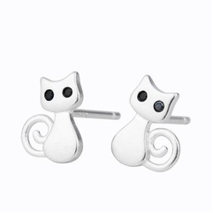 S925 Tremella Nadel Cartoon Welpe Kätzchen Ohrringe Frauen Koreanisches Temperament Persönlichkeit Netto-Promi süße silberne Nadel Ohrringe