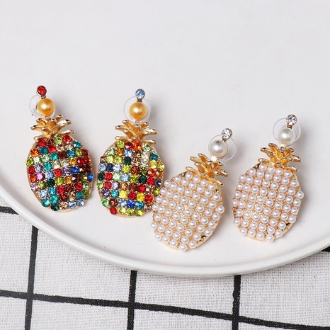 New retro pineapple with diamond earrings NHJJ149861's discount tags