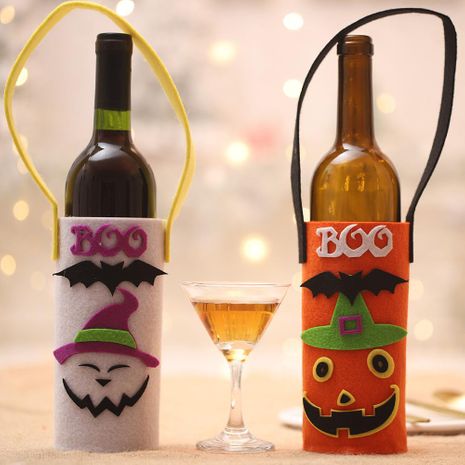 New Halloween champagne red wine cartoon pumpkin wine bottle bag non-woven wine bottle set NHHB150198's discount tags