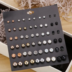 Creative fashion size pearl crystal earrings set 30 pairs NHPJ149961