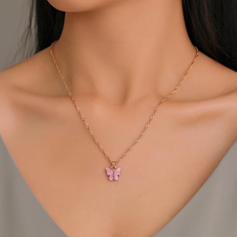 Sweet Butterfly Acrylic Color Clavicle Chain Necklace NHDP150096's discount tags
