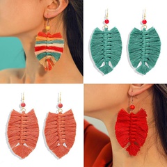 New hand-woven leaves tassel earrings NHJQ150524