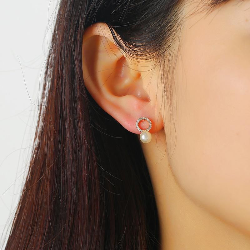 Simple earrings exaggerated pearl tassel long earrings beaded hypoallergenic earrings women